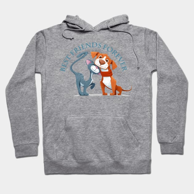 Cat and dog best friends forever. Hoodie by Johnny_Sk3tch